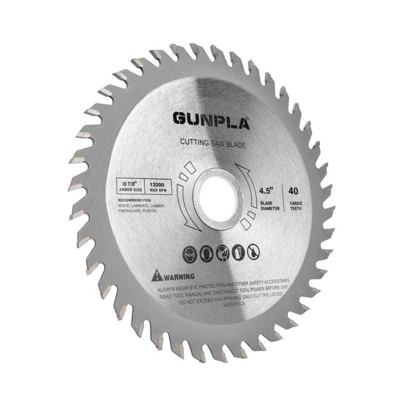 Gunpla 4-1/2-inch 40 Tooth Alloy Steel TCT General Purpose Hard & Soft Wood Cutting Saw Blade with 7/8-inch Arbor(Reduce Ring 5/8 inch) - Image 4